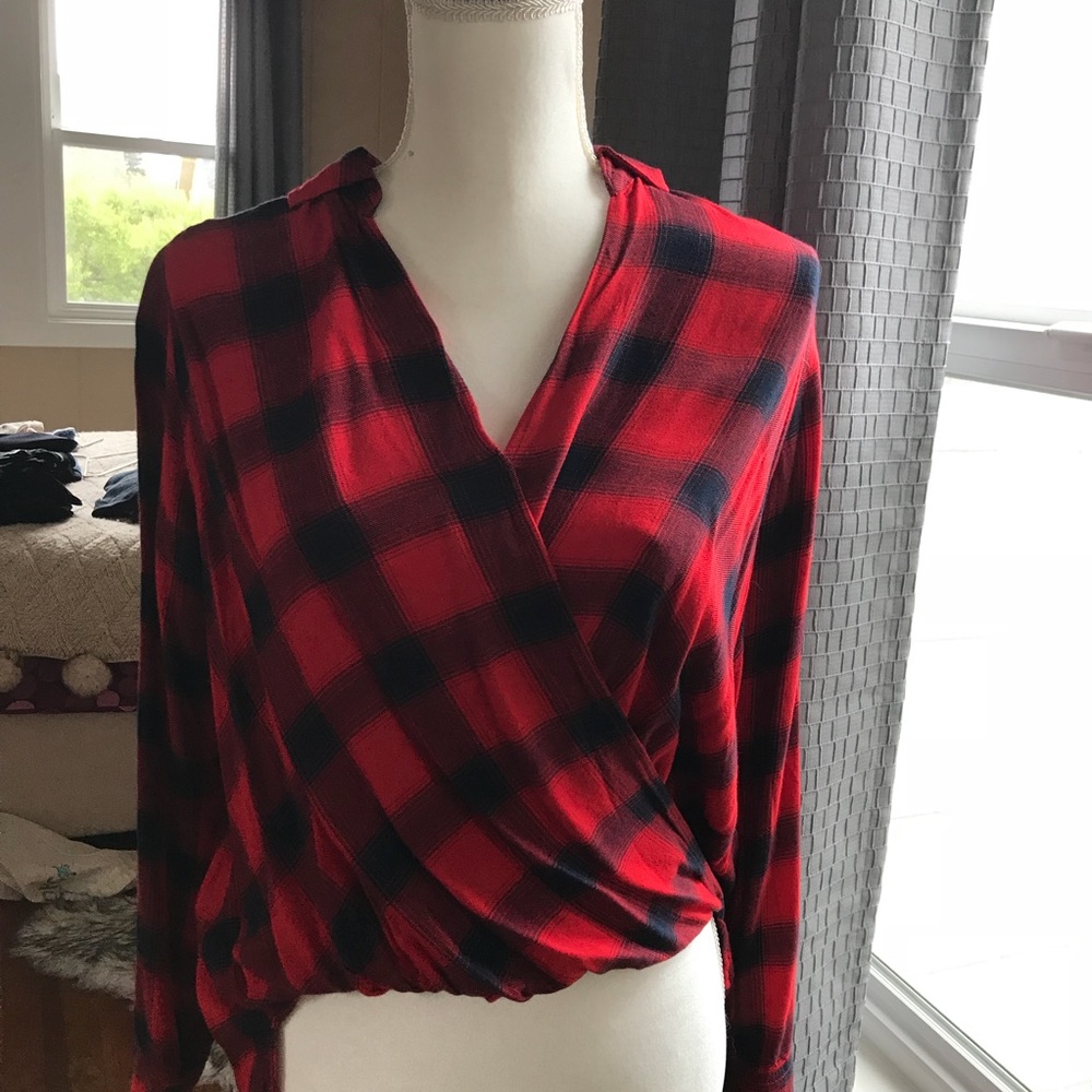 Hollister red flannel blouse